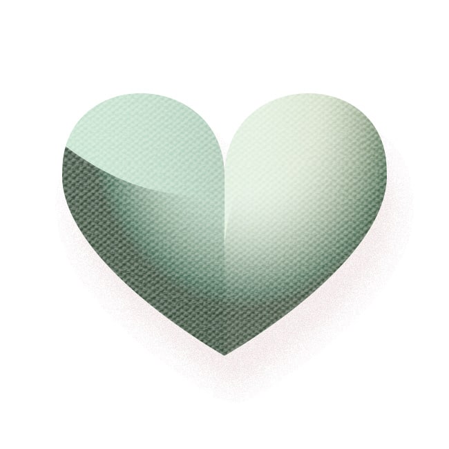 coeur vert en papier avec texture