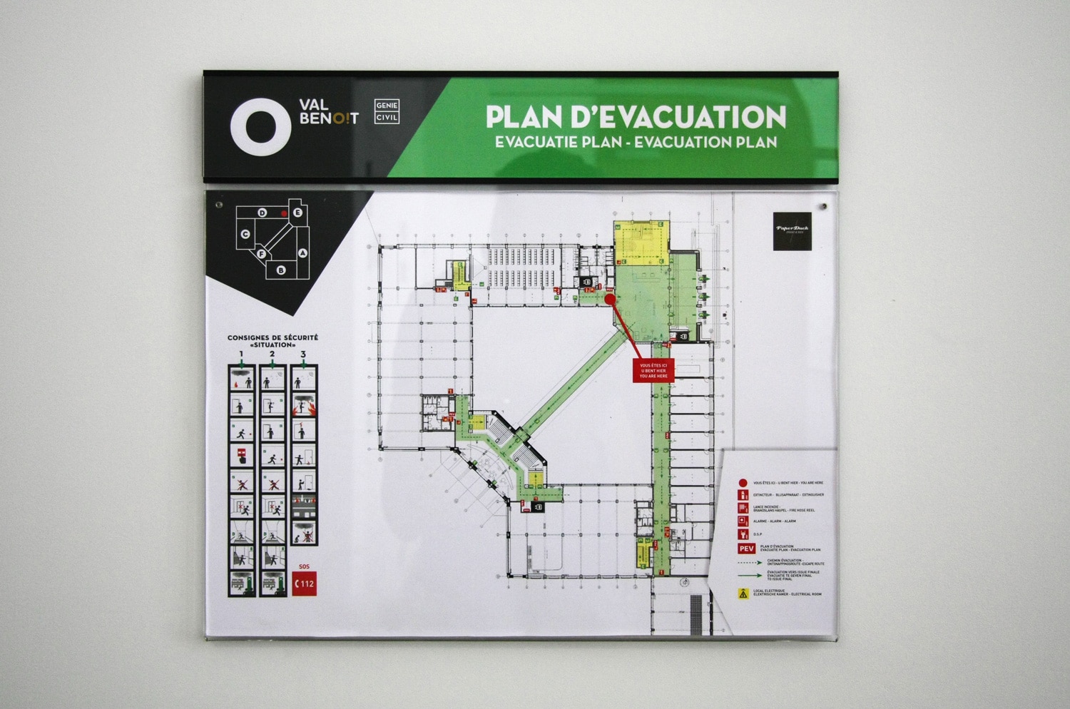 plan d'évacuation de l'étage zéro du val benoit