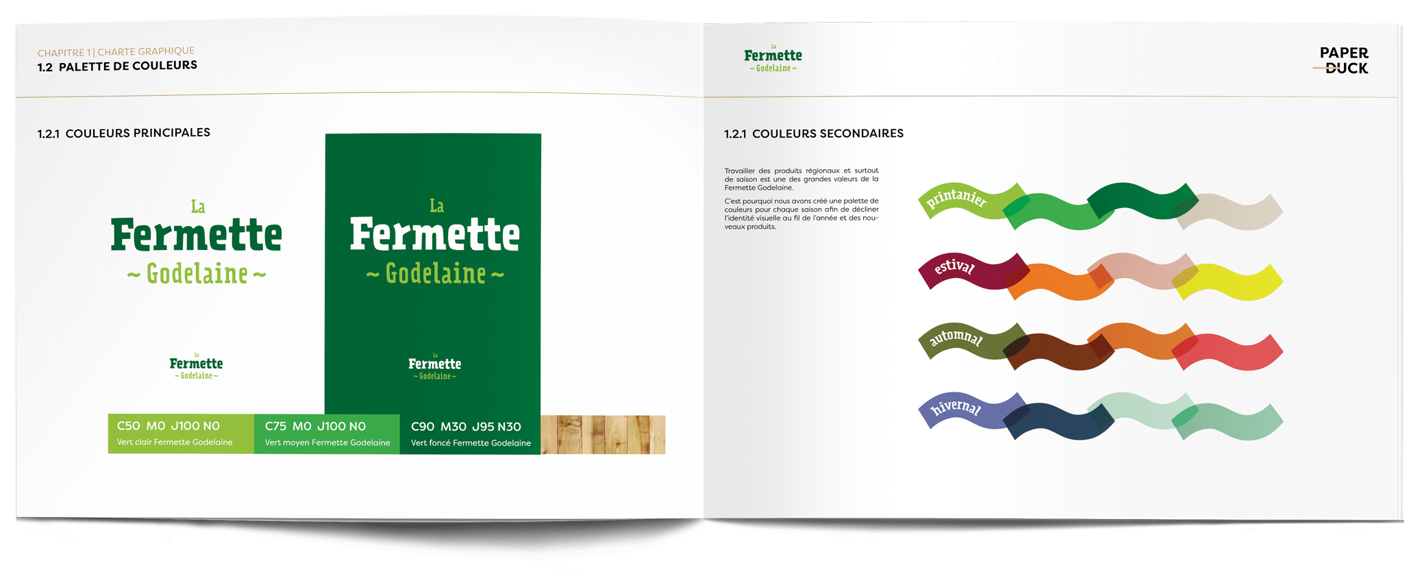 présentation logo fermette godelaine et codes couleurs