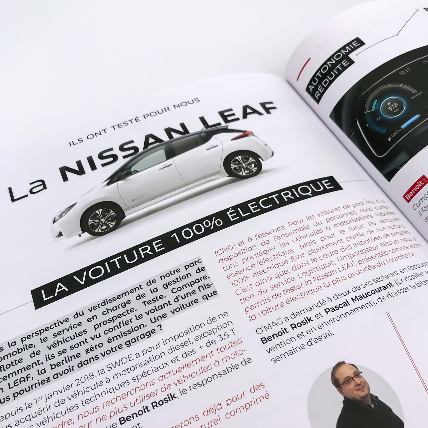 zoom sur mise en page d'un article automobile nissan dans le magasine omag1