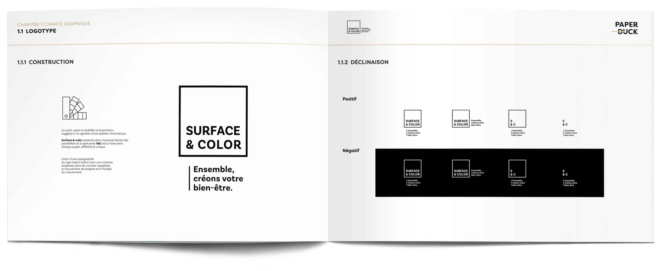 présentation logo surface et color codes couleurs