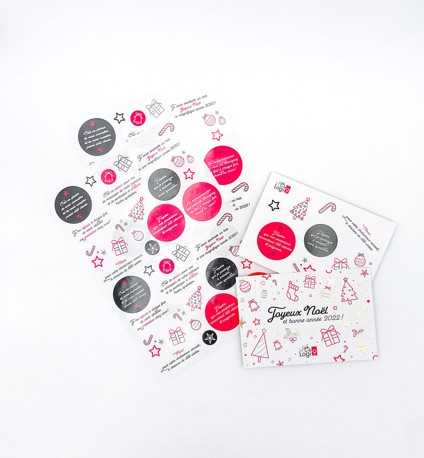 planche de stickers pour habiller la carte de voeux personnalisable de la société Logi9