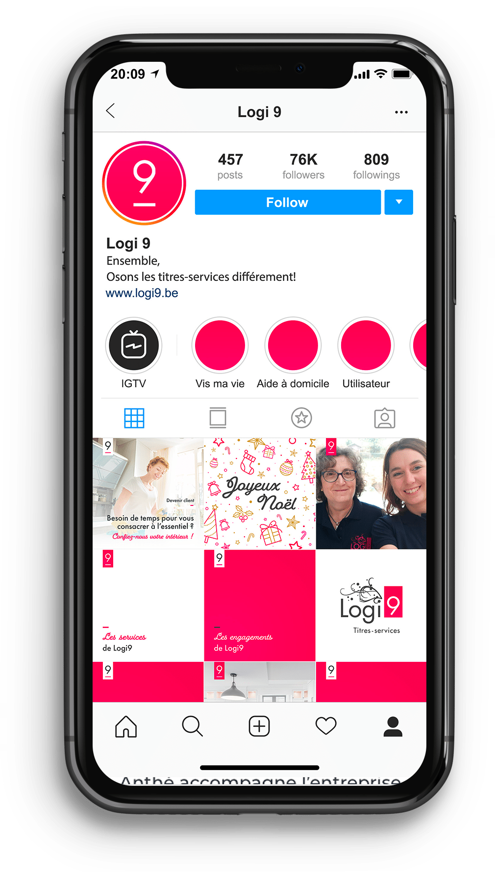 représentation page instagram de la société Logi9