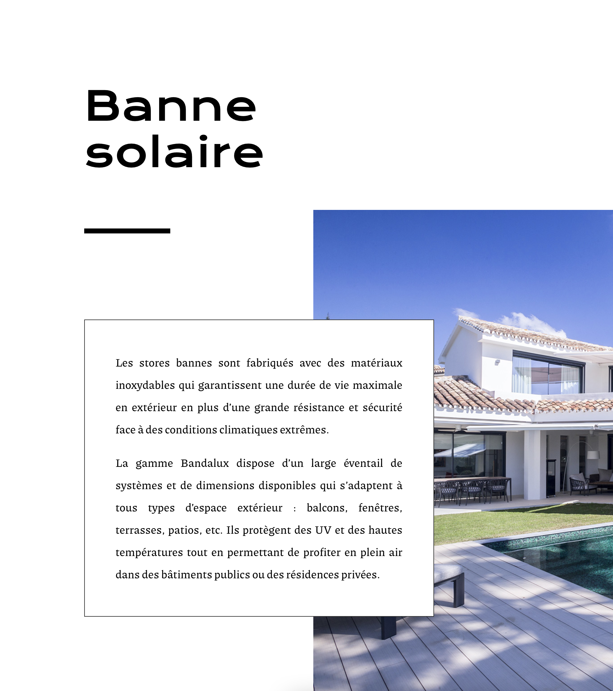 Capture de la page "banne solaire" du site www.le-store.be